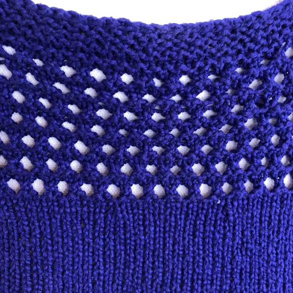 Hand knitted royal blue merino wool sweater tunic - Picture 8 of 8